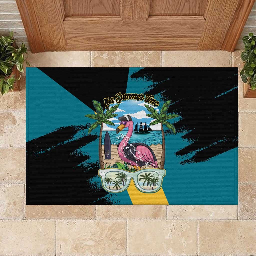 The Bahamas Flamingo Rubber Doormat It's Summer Time