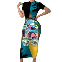 The Bahamas Flamingo Short Sleeve Bodycon Dress It's Summer Time