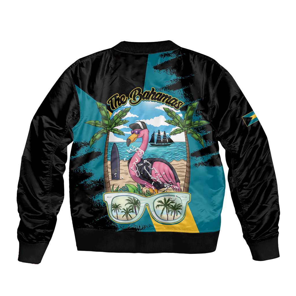 The Bahamas Flamingo Sleeve Zip Bomber Jacket It's Summer Time