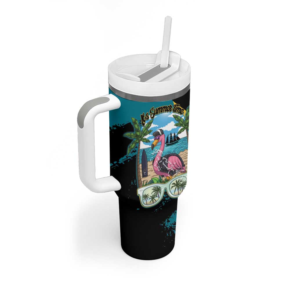The Bahamas Flamingo Tumbler With Handle It's Summer Time