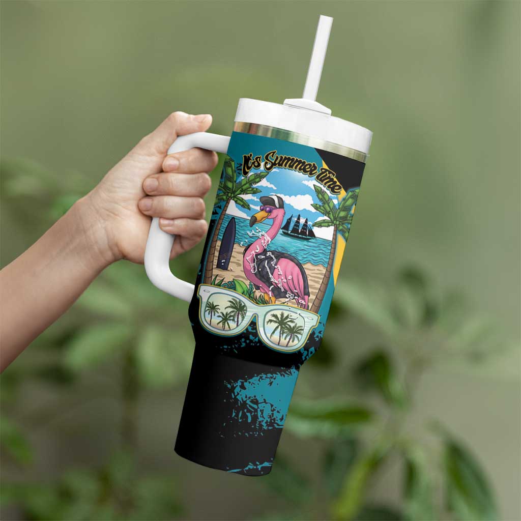 The Bahamas Flamingo Tumbler With Handle It's Summer Time