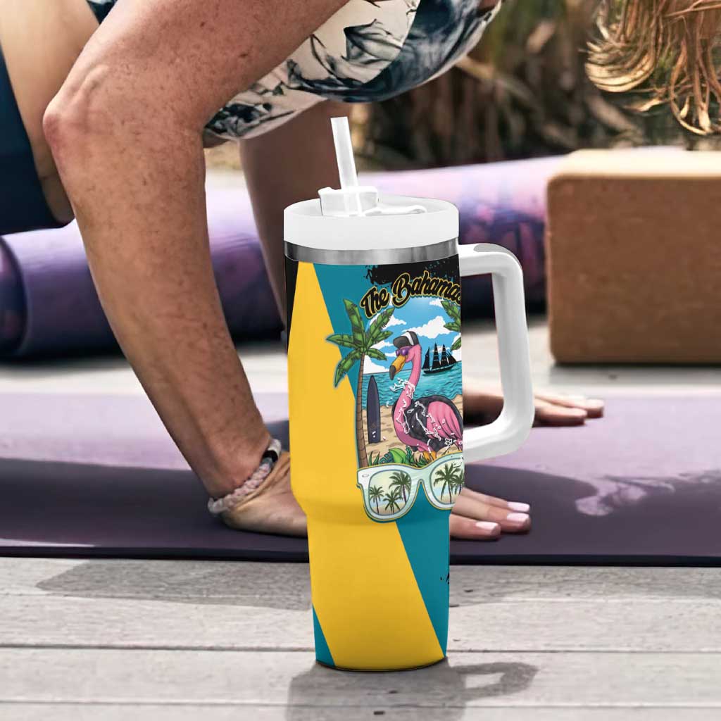 The Bahamas Flamingo Tumbler With Handle It's Summer Time