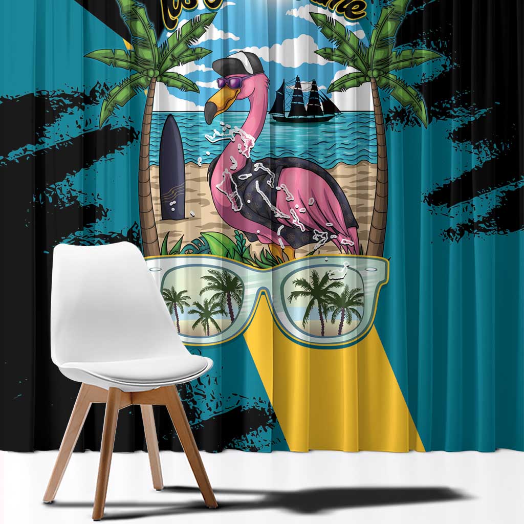 The Bahamas Flamingo Window Curtain It's Summer Time