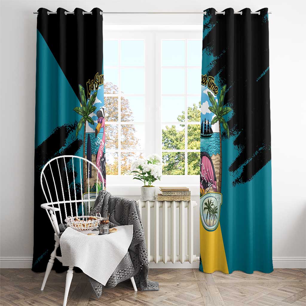 The Bahamas Flamingo Window Curtain It's Summer Time