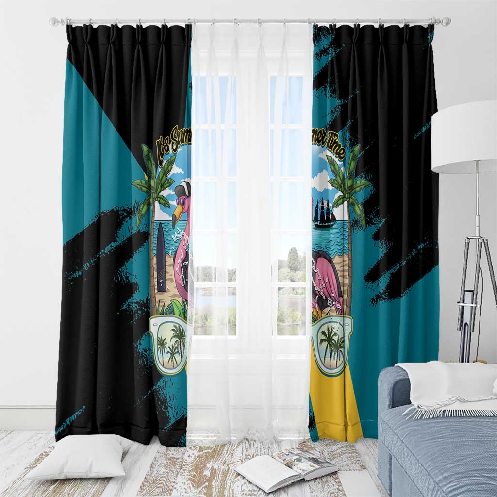 The Bahamas Flamingo Window Curtain It's Summer Time