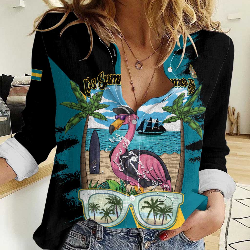 The Bahamas Flamingo Women Casual Shirt It's Summer Time