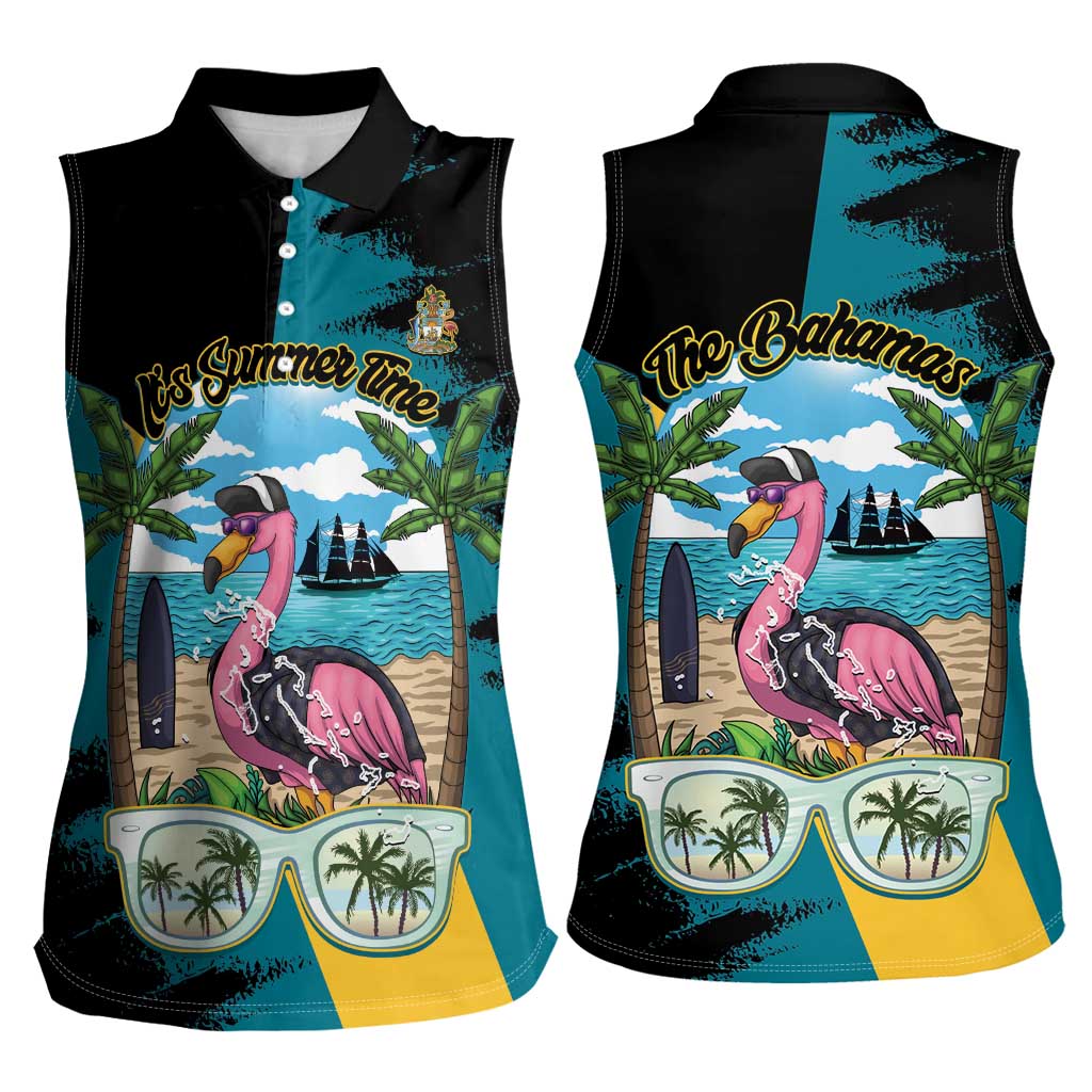 The Bahamas Flamingo Women Sleeveless Polo Shirt It's Summer Time