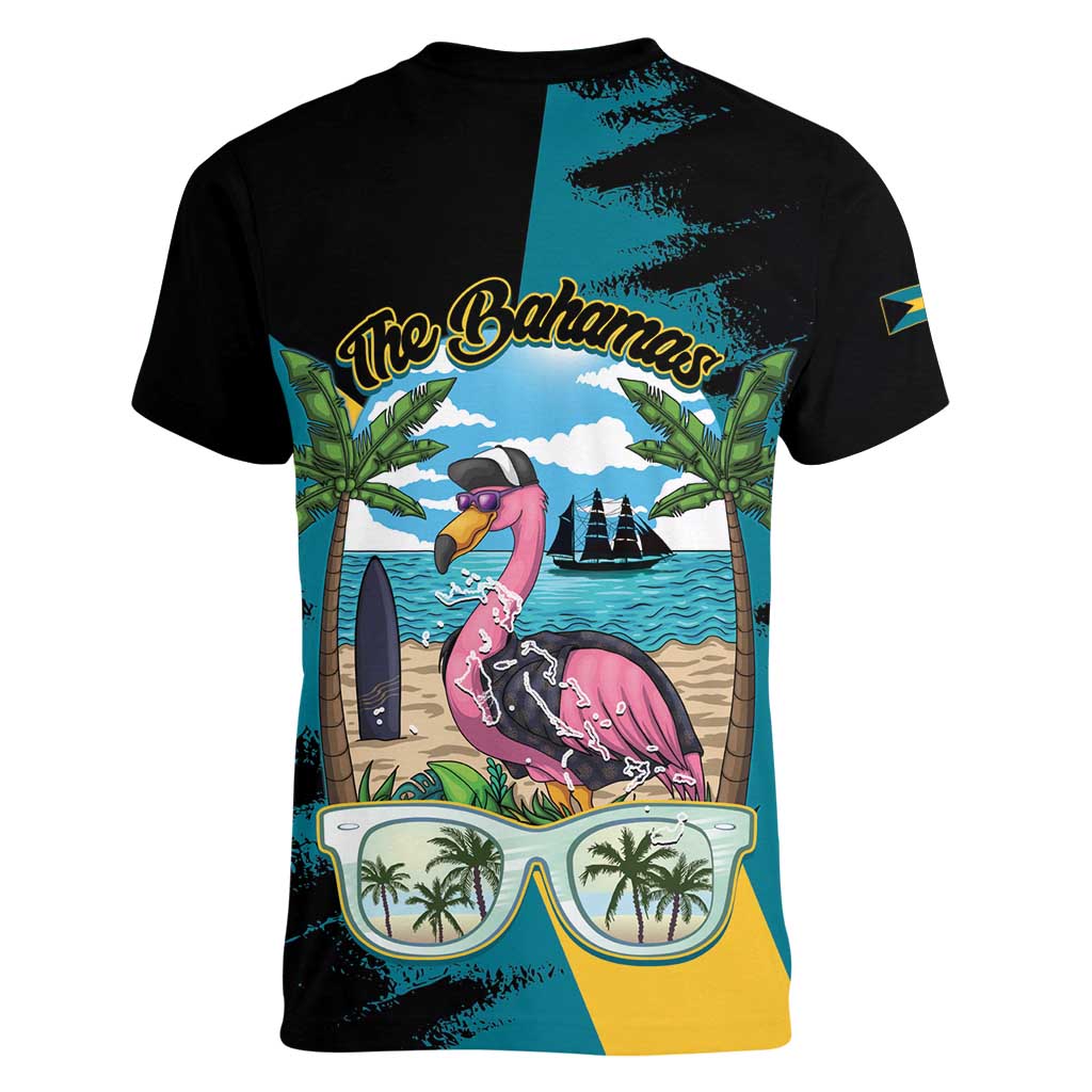 The Bahamas Flamingo Women V-Neck T-Shirt It's Summer Time