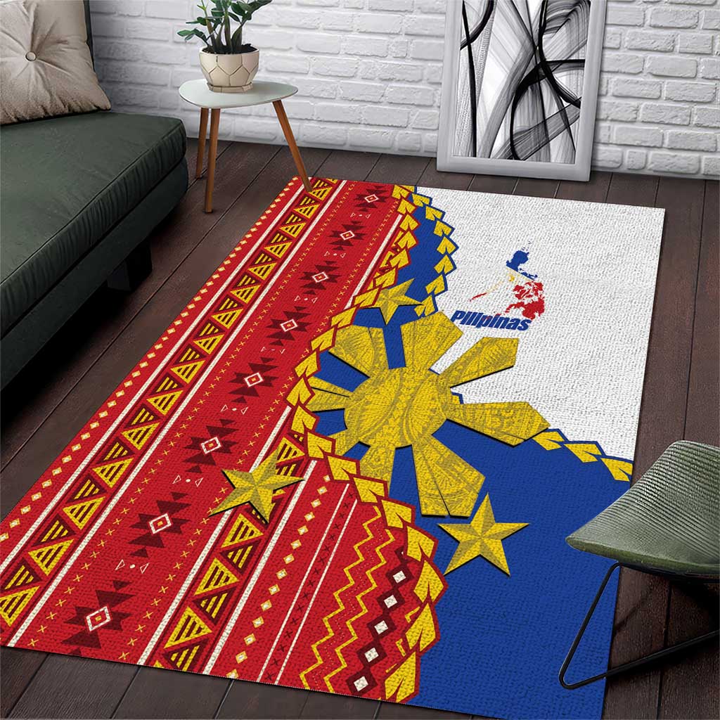 Philippines Independence Day Area Rug Pilipinas Sun Stars Igorot Pattern