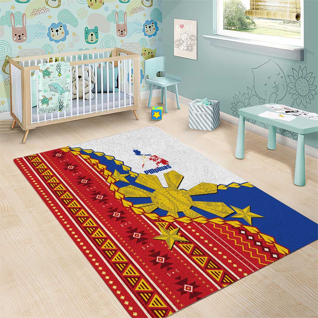 Philippines Independence Day Area Rug Pilipinas Sun Stars Igorot Pattern