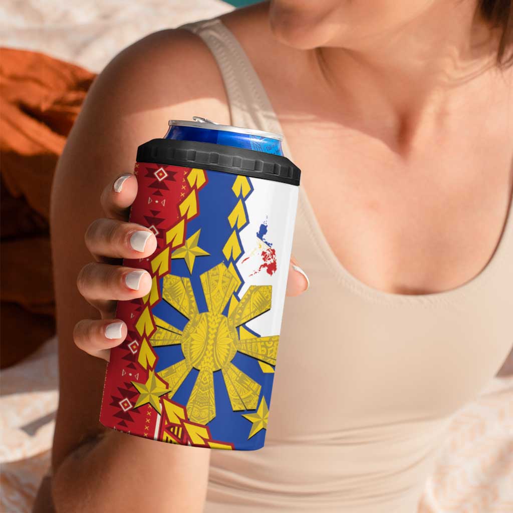 Philippines Independence Day 4 in 1 Can Cooler Tumbler Pilipinas Sun Stars Igorot Pattern