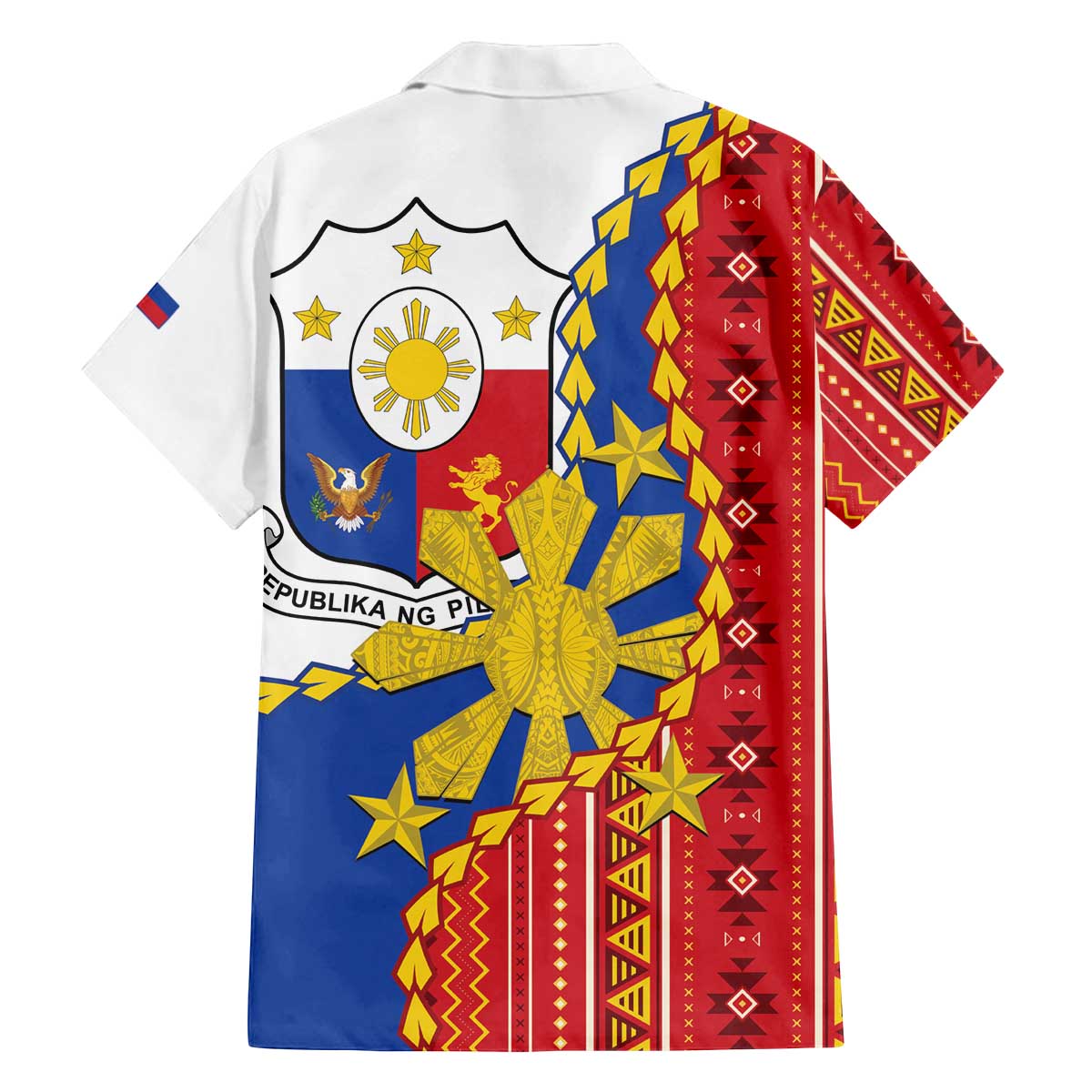 Philippines Independence Day Family Matching Off The Shoulder Long Sleeve Dress and Hawaiian Shirt Pilipinas Sun Stars Igorot Pattern