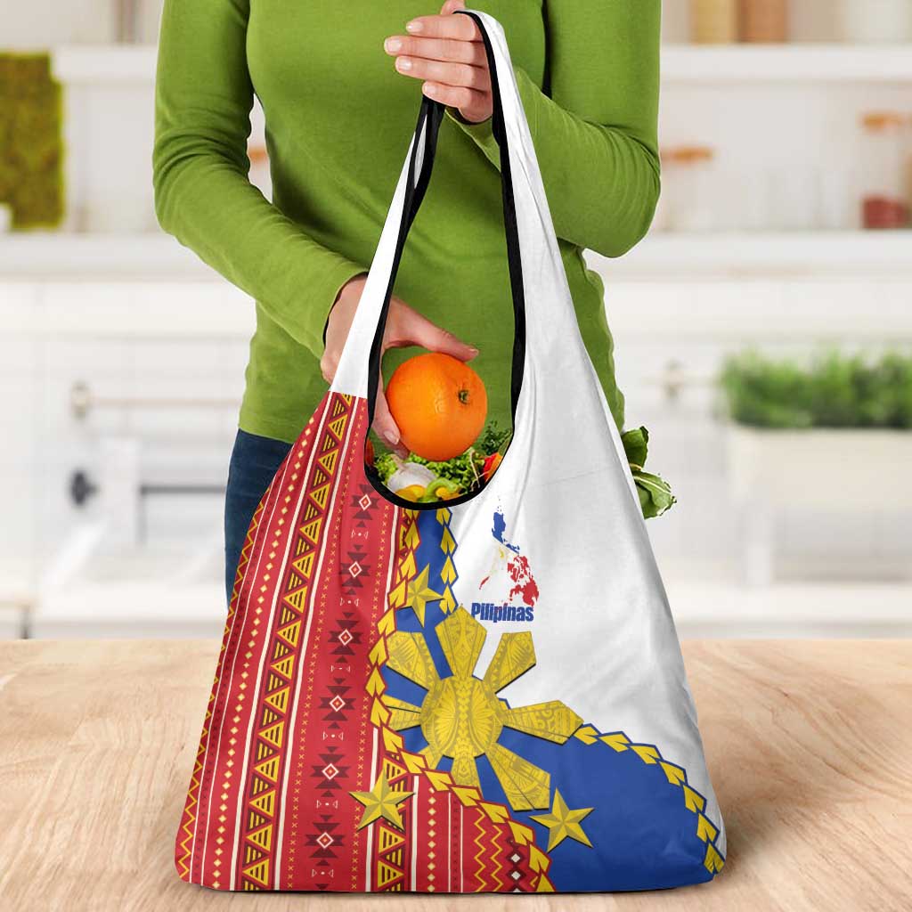 Philippines Independence Day Grocery Bag Pilipinas Sun Stars Igorot Pattern