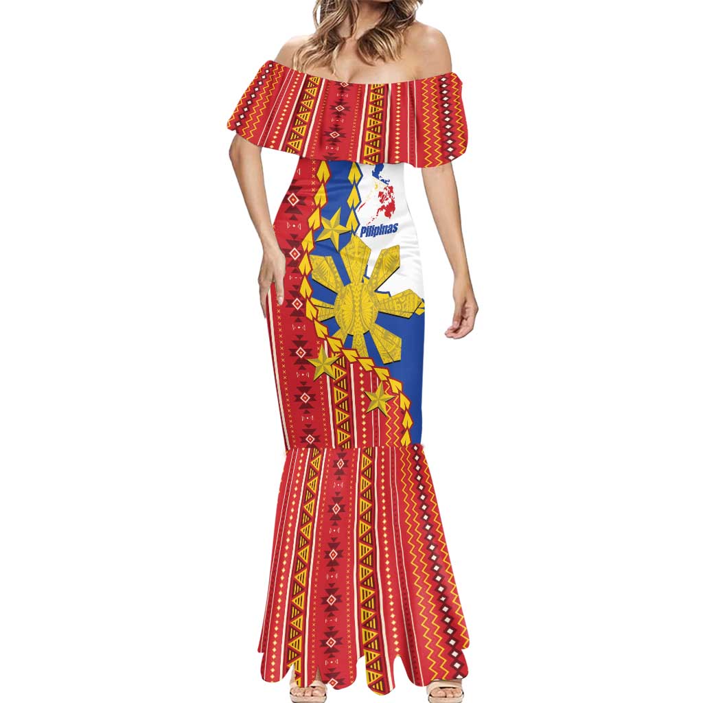 Philippines Independence Day Mermaid Dress Pilipinas Sun Stars Igorot Pattern