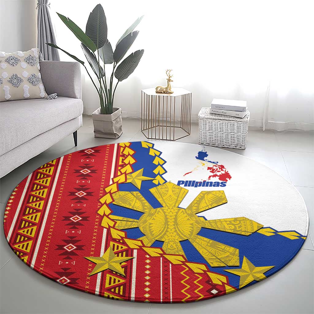 Philippines Independence Day Round Carpet Pilipinas Sun Stars Igorot Pattern