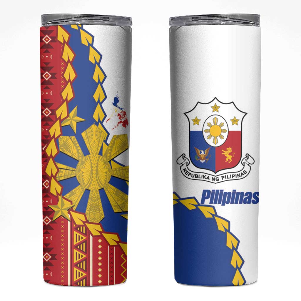 Philippines Independence Day Skinny Tumbler Pilipinas Sun Stars Igorot Pattern
