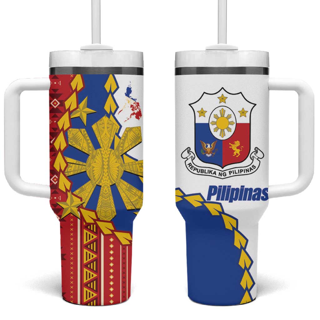 Philippines Independence Day Tumbler With Handle Pilipinas Sun Stars Igorot Pattern