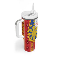 Philippines Independence Day Tumbler With Handle Pilipinas Sun Stars Igorot Pattern