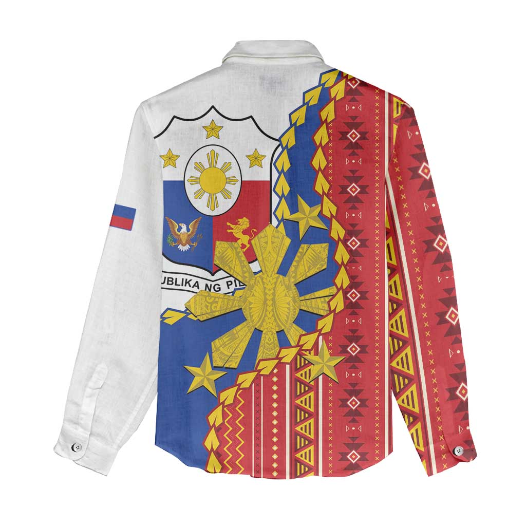 Philippines Independence Day Women Casual Shirt Pilipinas Sun Stars Igorot Pattern