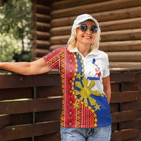 Philippines Independence Day Women Polo Shirt Pilipinas Sun Stars Igorot Pattern