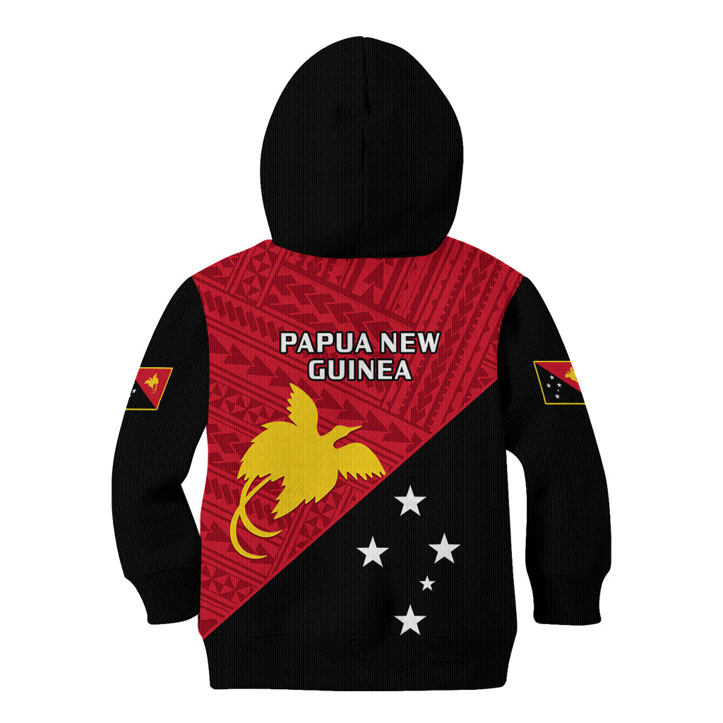 Papua New Guinea Football Kid Hoodie Go PNG Polynesian Pattern Sporty Style - Wonder Print Shop