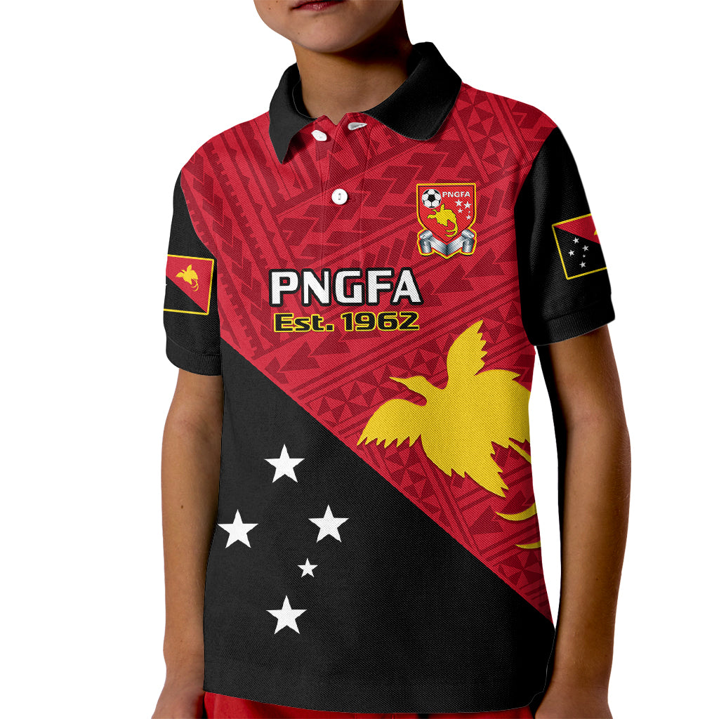 Papua New Guinea Football Kid Polo Shirt Go PNG Polynesian Pattern Sporty Style - Wonder Print Shop