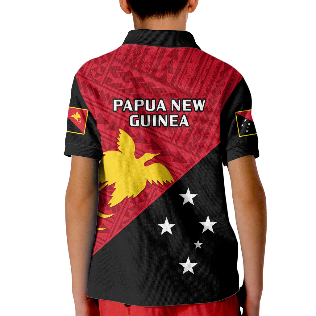 Papua New Guinea Football Kid Polo Shirt Go PNG Polynesian Pattern Sporty Style - Wonder Print Shop