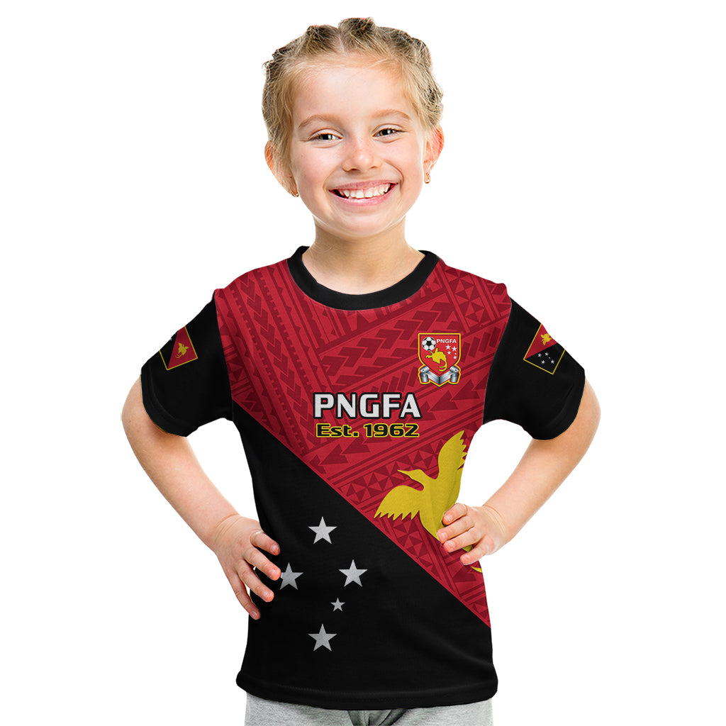 Papua New Guinea Football Kid T Shirt Go PNG Polynesian Pattern Sporty Style - Wonder Print Shop