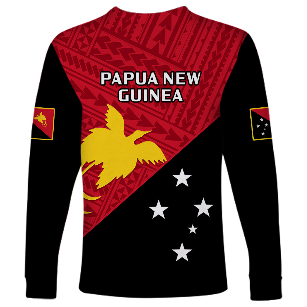 Papua New Guinea Football Long Sleeve Shirt Go PNG Polynesian Pattern Sporty Style - Wonder Print Shop