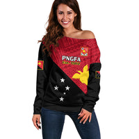 Papua New Guinea Football Off Shoulder Sweater Go PNG Polynesian Pattern Sporty Style - Wonder Print Shop