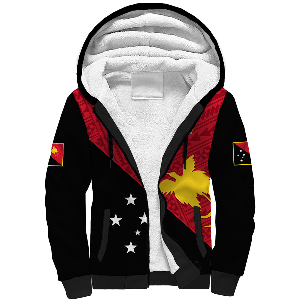 Papua New Guinea Football Sherpa Hoodie Go PNG Polynesian Pattern Sporty Style - Wonder Print Shop