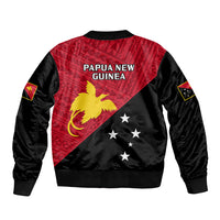 Papua New Guinea Football Sleeve Zip Bomber Jacket Go PNG Polynesian Pattern Sporty Style - Wonder Print Shop