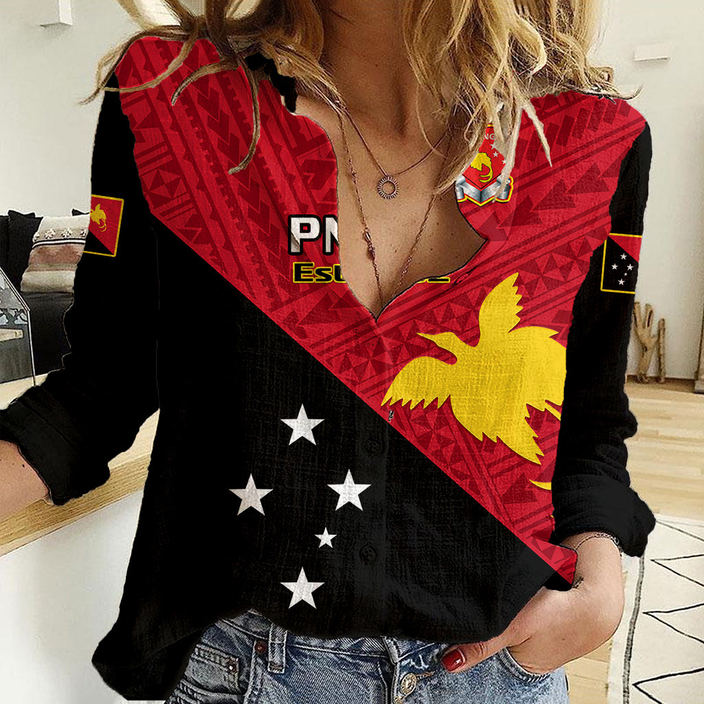 Papua New Guinea Football Women Casual Shirt Go PNG Polynesian Pattern Sporty Style - Wonder Print Shop