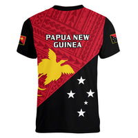 Papua New Guinea Football Women V Neck T Shirt Go PNG Polynesian Pattern Sporty Style - Wonder Print Shop