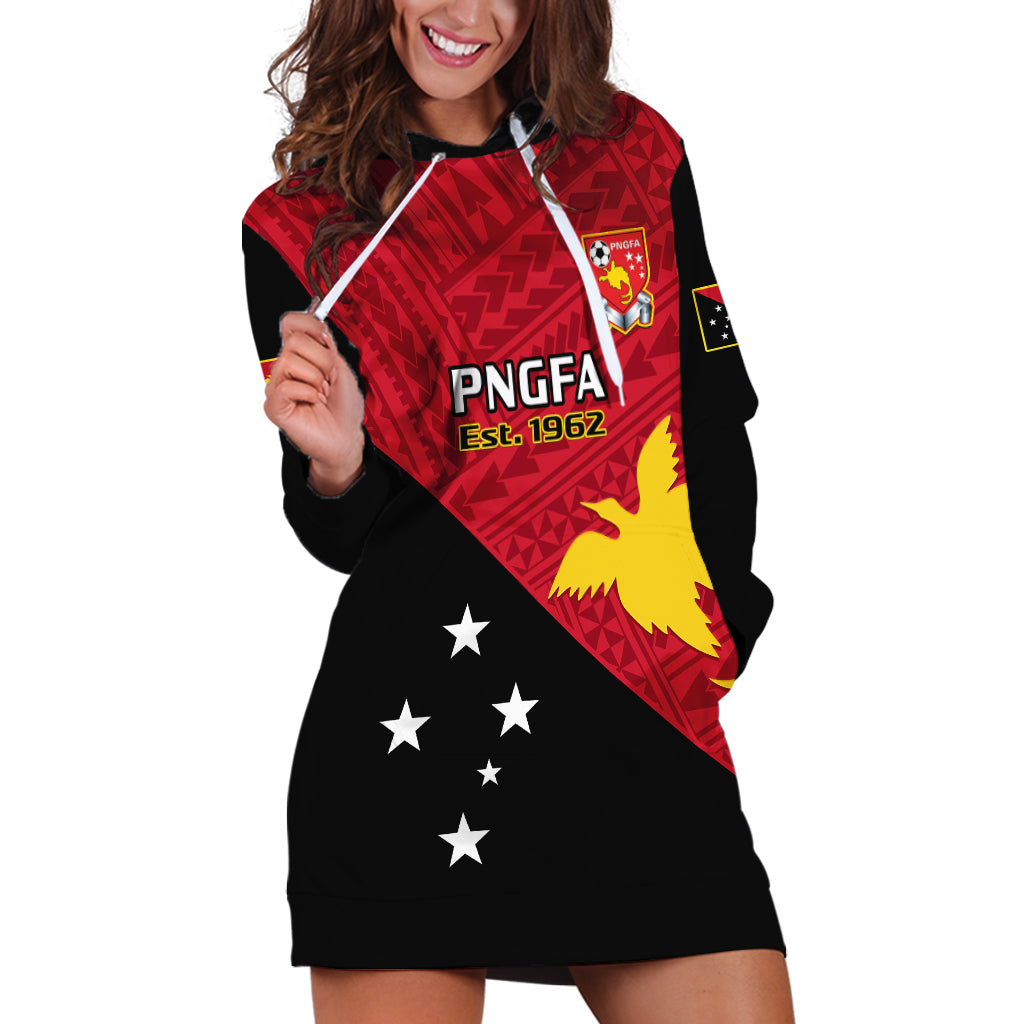 Personalised Papua New Guinea Football Hoodie Dress Go PNG Polynesian Pattern Sporty Style - Wonder Print Shop