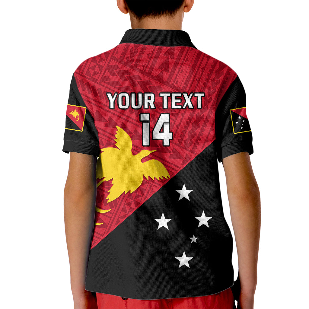 Personalised Papua New Guinea Football Kid Polo Shirt Go PNG Polynesian Pattern Sporty Style - Wonder Print Shop