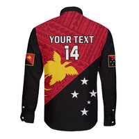 Personalised Papua New Guinea Football Long Sleeve Button Shirt Go PNG Polynesian Pattern Sporty Style - Wonder Print Shop