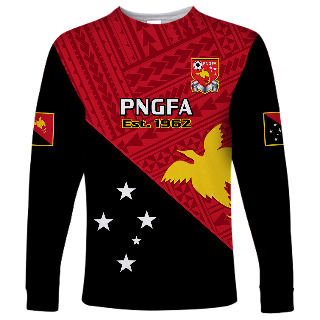Personalised Papua New Guinea Football Long Sleeve Shirt Go PNG Polynesian Pattern Sporty Style - Wonder Print Shop