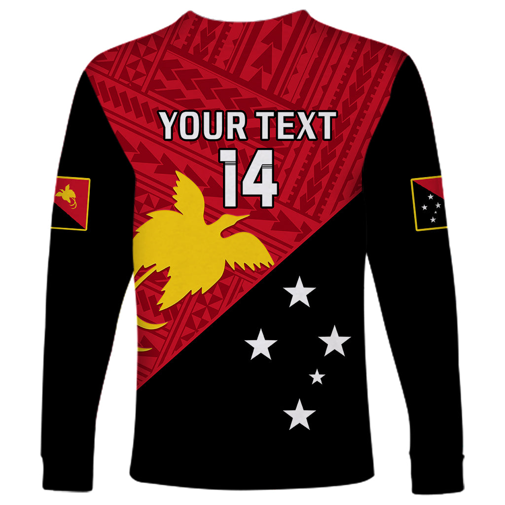 Personalised Papua New Guinea Football Long Sleeve Shirt Go PNG Polynesian Pattern Sporty Style - Wonder Print Shop