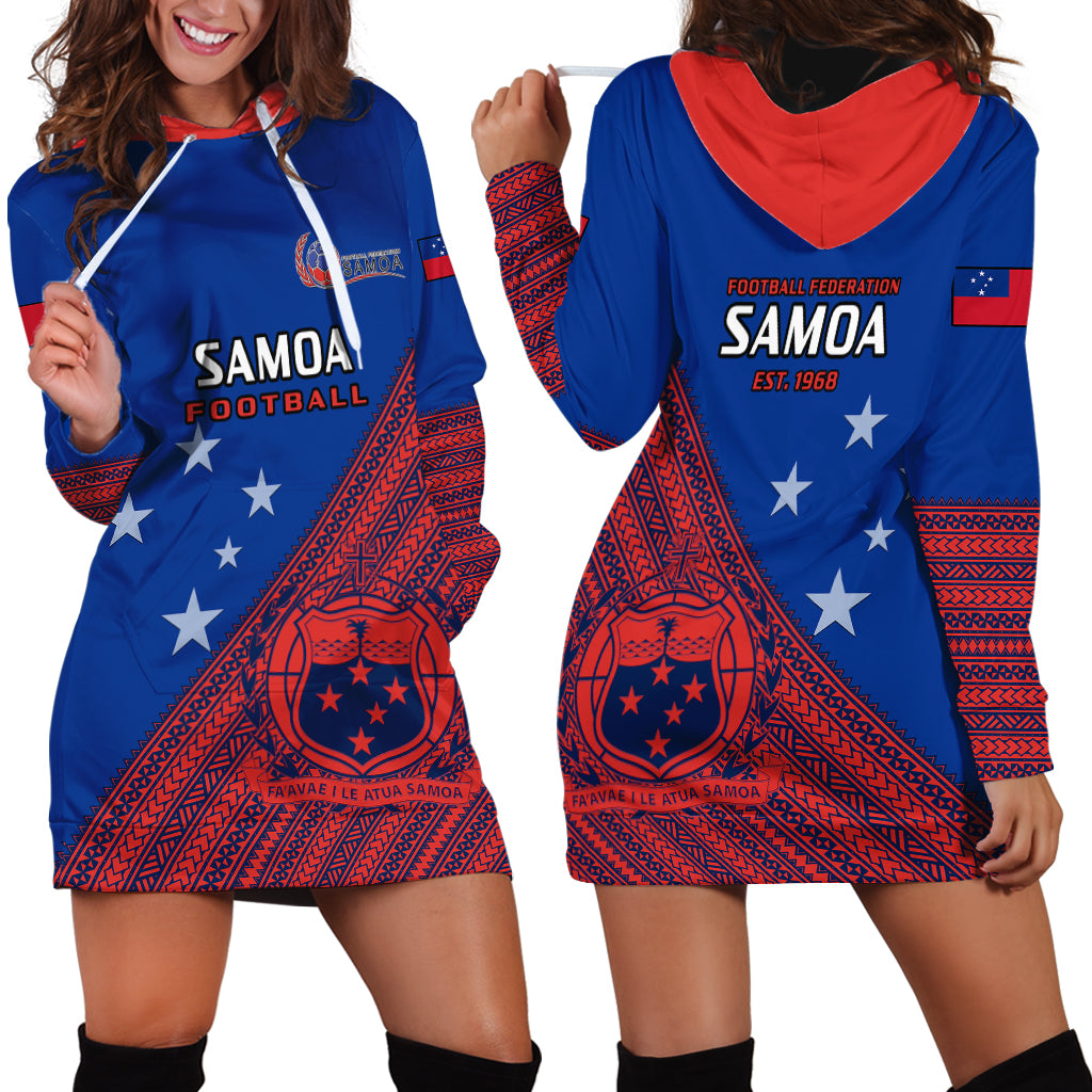 Samoa Football Hoodie Dress Samoan Coat Of Arm Polynesian Sporty Style - Wonder Print Shop