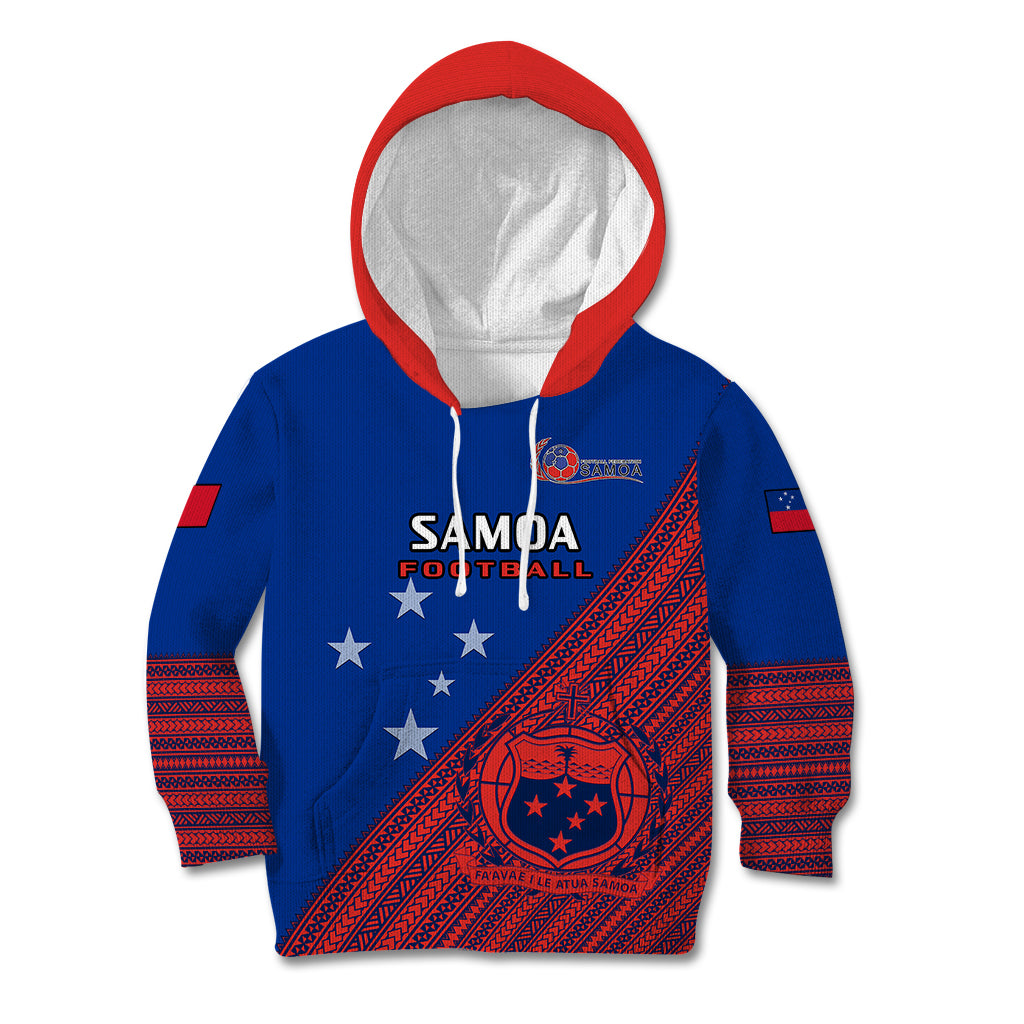 Samoa Football Kid Hoodie Samoan Coat Of Arm Polynesian Sporty Style - Wonder Print Shop