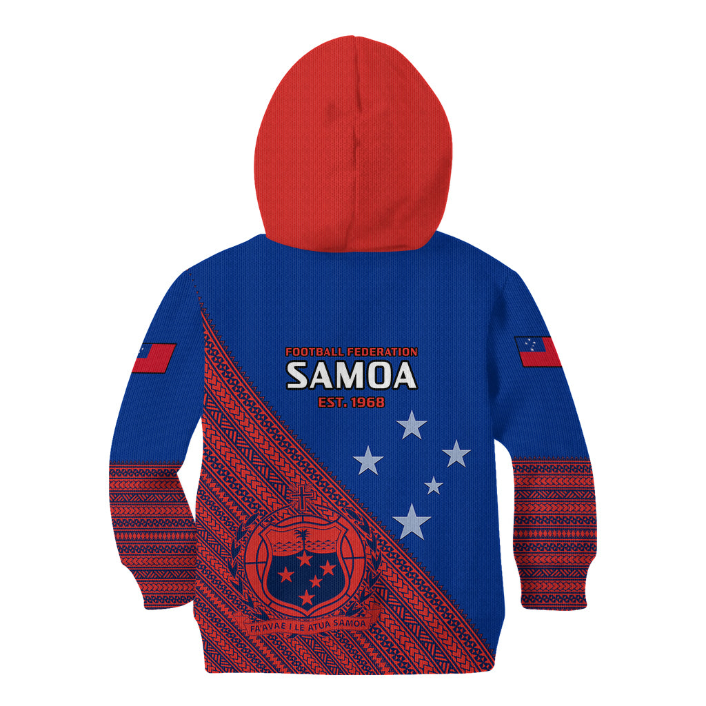 Samoa Football Kid Hoodie Samoan Coat Of Arm Polynesian Sporty Style - Wonder Print Shop