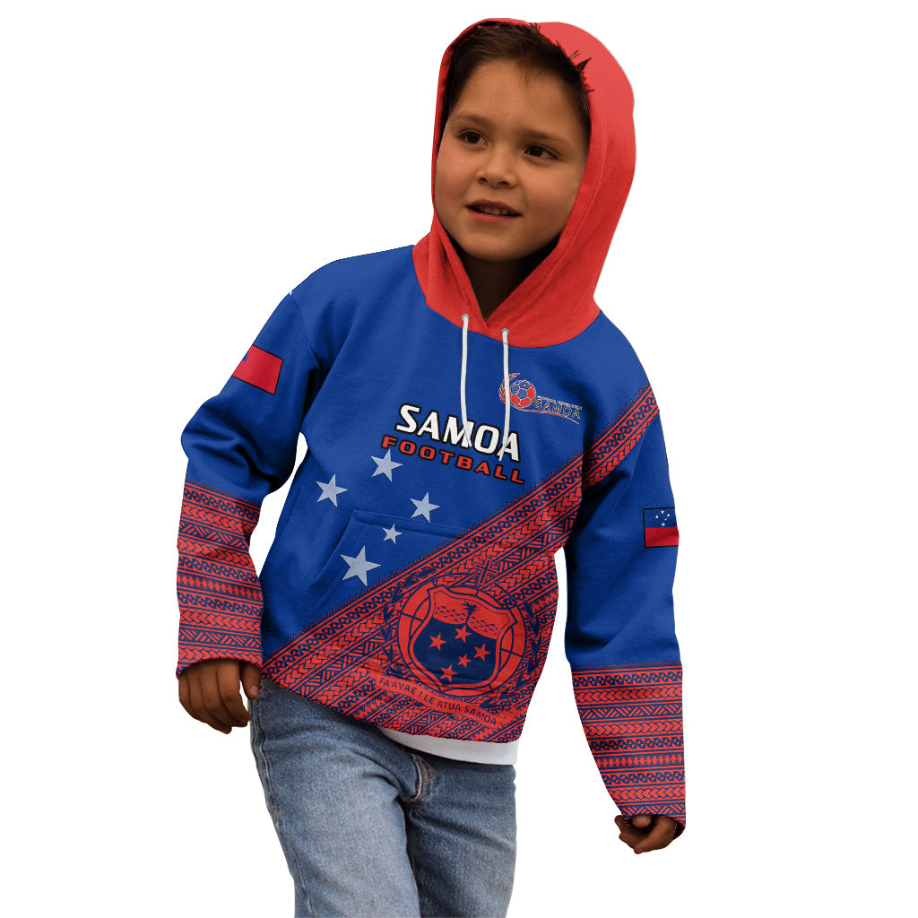Samoa Football Kid Hoodie Samoan Coat Of Arm Polynesian Sporty Style - Wonder Print Shop
