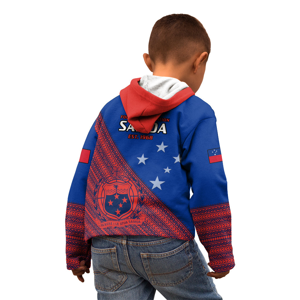 Samoa Football Kid Hoodie Samoan Coat Of Arm Polynesian Sporty Style - Wonder Print Shop