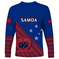 Samoa Football Long Sleeve Shirt Samoan Coat Of Arm Polynesian Sporty Style - Wonder Print Shop