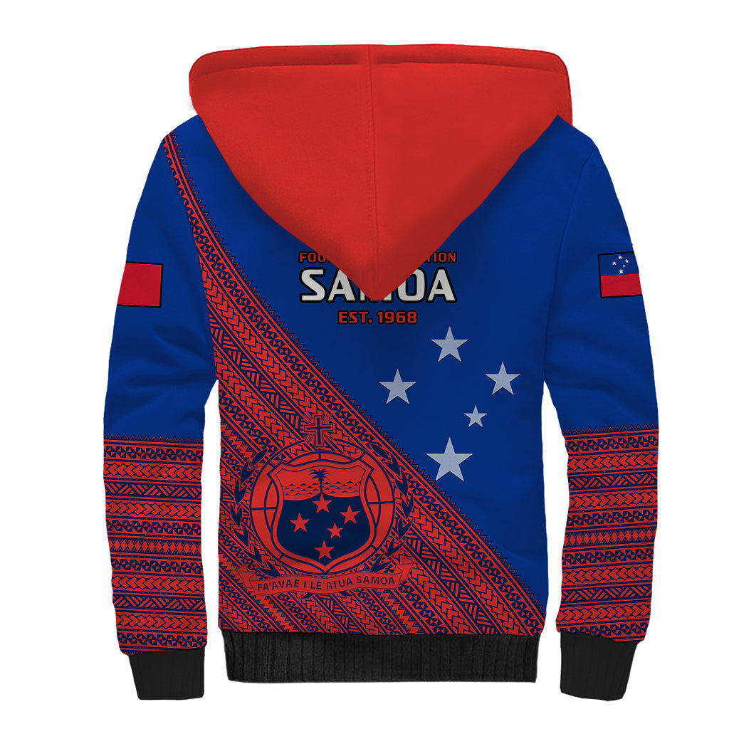 Samoa Football Sherpa Hoodie Samoan Coat Of Arm Polynesian Sporty Style - Wonder Print Shop
