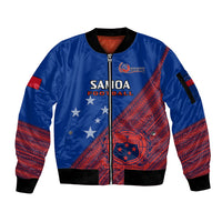 Samoa Football Sleeve Zip Bomber Jacket Samoan Coat Of Arm Polynesian Sporty Style - Wonder Print Shop