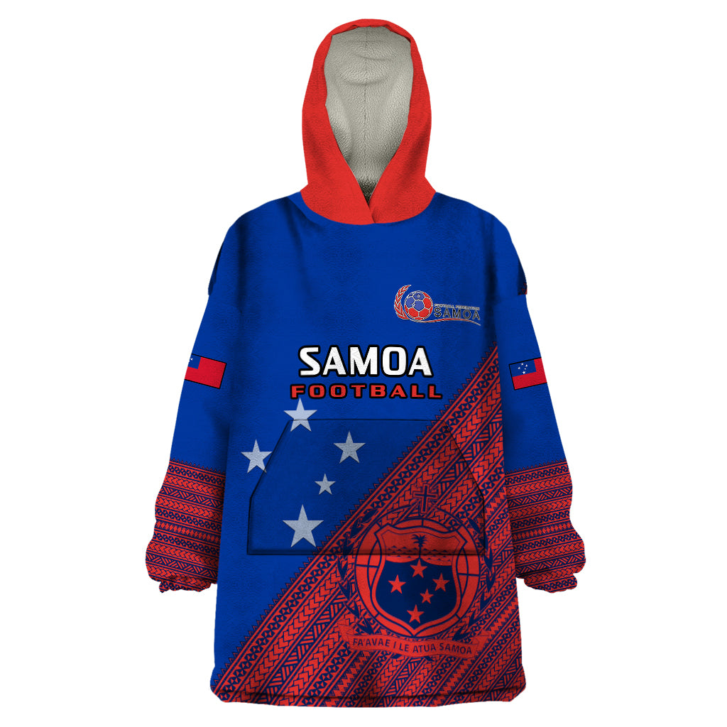 Samoa Football Wearable Blanket Hoodie Samoan Coat Of Arm Polynesian Sporty Style - Wonder Print Shop
