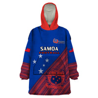 Samoa Football Wearable Blanket Hoodie Samoan Coat Of Arm Polynesian Sporty Style - Wonder Print Shop
