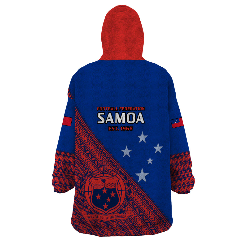 Samoa Football Wearable Blanket Hoodie Samoan Coat Of Arm Polynesian Sporty Style - Wonder Print Shop